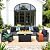 Lviden 7 Pieces Wicker Patio Furniture Set, PE Rattan Outdoor Sectional Conversation Sofa Set with Fire Pit Table, Non-Slip Cushions and Furniture Cover, Navy Blue