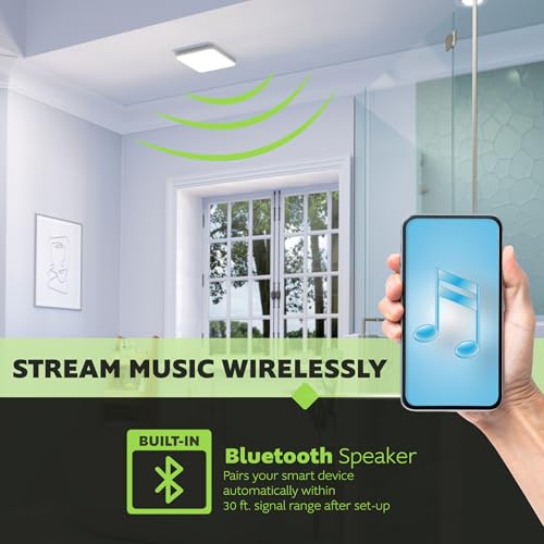 Image of Homewerks 7148-01-AX Smart Bathroom Fan with Alexa Voice Assistant Color Changing LED Light and Bluetooth Speakers 110 CFM 1.5 Sones