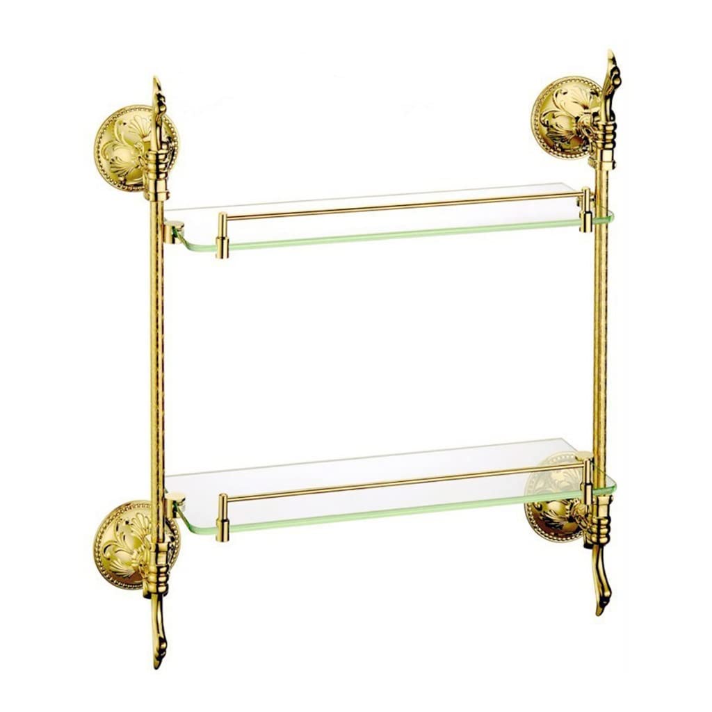 Generic Bathroom Shelf Shower Caddy Floating Shelves Brass Double Glass Shampoo Shower Gel Cosmetics Organizer Storage Rack Bathroom