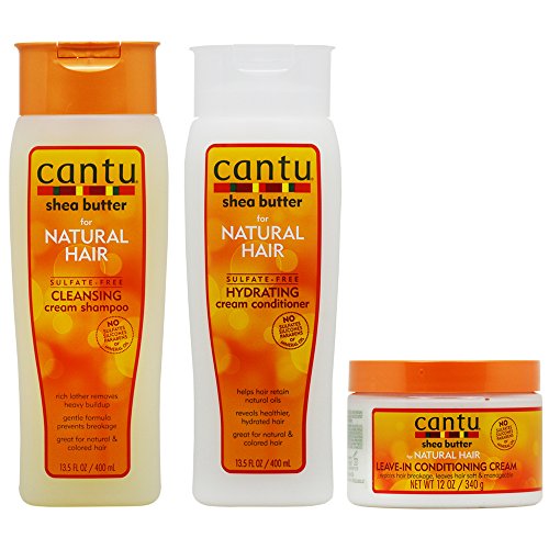 Cantu Shea Butter Cleansing Shampoo + Hydrating Conditioner + Leave-in Conditioning Cream 12oz