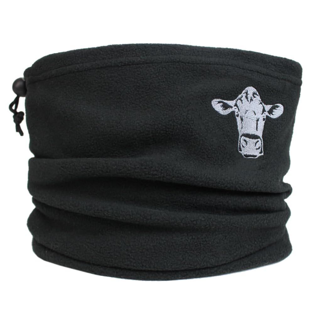 Teddyt's Unisex Black Cow Embroidered Micro Fleece Snood (Jersey Cow)