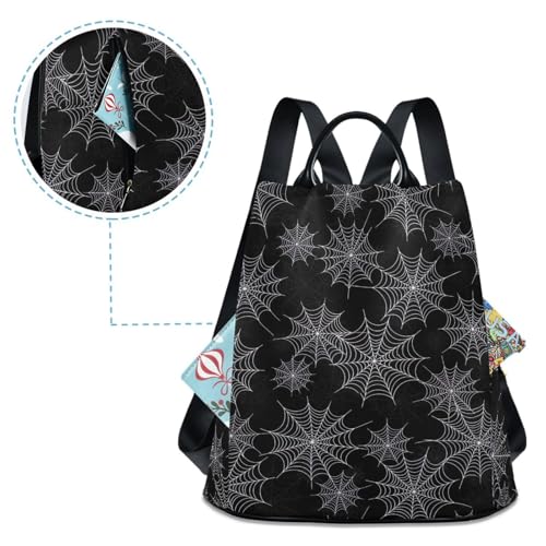 Sac à dos toile d'araignée noir poche zippée contre le vol pour voyage