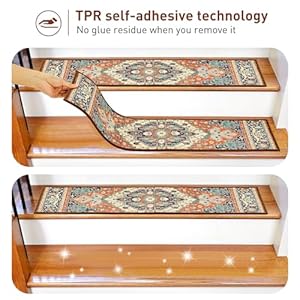 Stairtreadsforwoodenstepsindoor15pack8x30nonslipcarpetstairtreadswithreusableadhesiveforkidseldersanddogstprbackingstairrugsorientalstaircasesteptreadsbohemia Urban Country Home Decor Stair treads for wooden steps indoor 15 pack 8 x 30 non slip carpet stair treads with reusable adhesive for kids elders and dogs tpr backing stair rugs oriental staircase step treadsbohemia urban country home decor