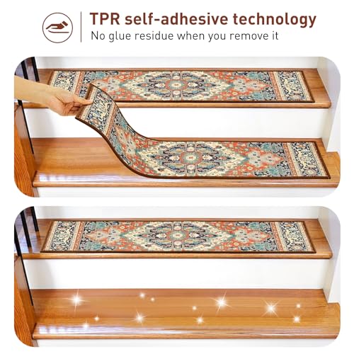 Stairtreadsforwoodenstepsindoor15pack8x30nonslipcarpetstairtreadswithreusableadhesiveforkidseldersanddogstprbackingstairrugsorientalstaircasesteptreadsbohemia Urban Country Home Decor Stair treads for wooden steps indoor 15 pack 8 x 30 non slip carpet stair treads with reusable adhesive for kids elders and dogs tpr backing stair rugs oriental staircase step treadsbohemia urban country home decor