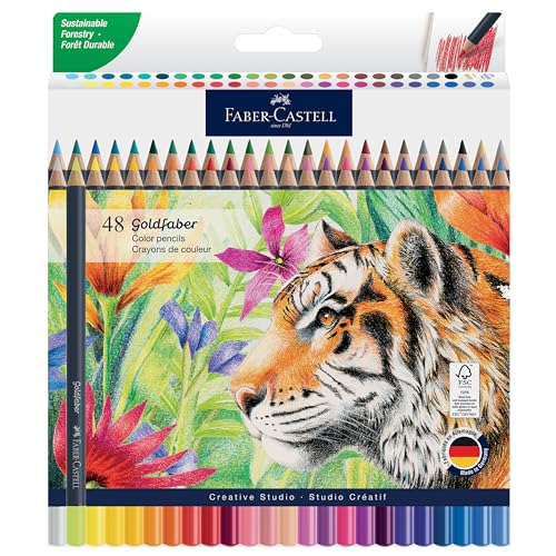Faber-Castell Goldfaber Color Pencils: Professional Colored Pencils with Rich Pigment, Break-Resistant Cores, Smooth Laydown, Great Gift for Artists & Hobbyists (48 Count)