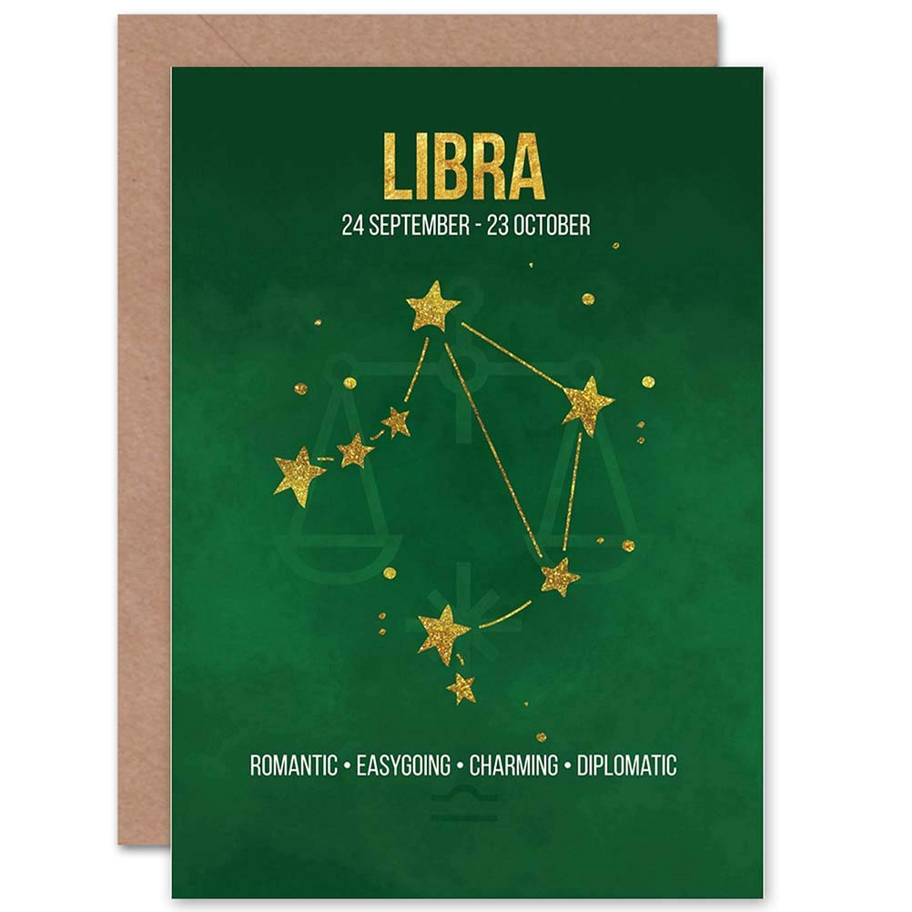 Wee Blue Coo Libra Birthday Card - Zodiac Star Sign Astrology