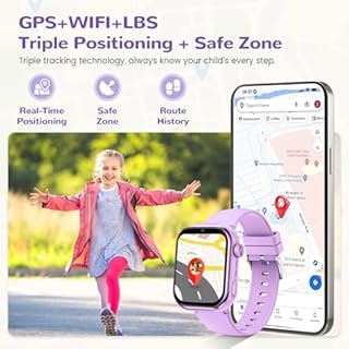 4G Smartwatch Bambini, IP68 Orologio Smartwatch Bambini con GPS, Doppia Fotocamera, Videochiamate, Chiamate, Chat Vocale, SOS, Modalità Scuola, Torcia, Contapassi Smart Watch Ragazzi e Ragazze Viola