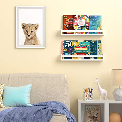 Wallniture Utah 24" Bookshelf For Kids Room Decor, White Floating Shelves For Kitchen, Bathroom Storage Set Of 2 #TOP3