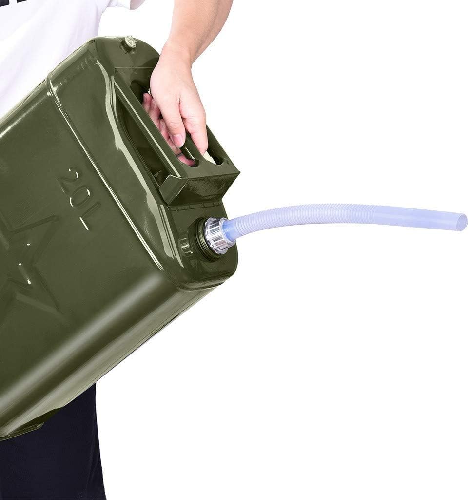 loinrodi 5 Gallong Jerry Can with Flexible Spout, Portable Metal Fuel Tank Steel Fuel Gas Can, Fuels Gasoline Cars, Trucks, Equipment (Army Green) : Automotive