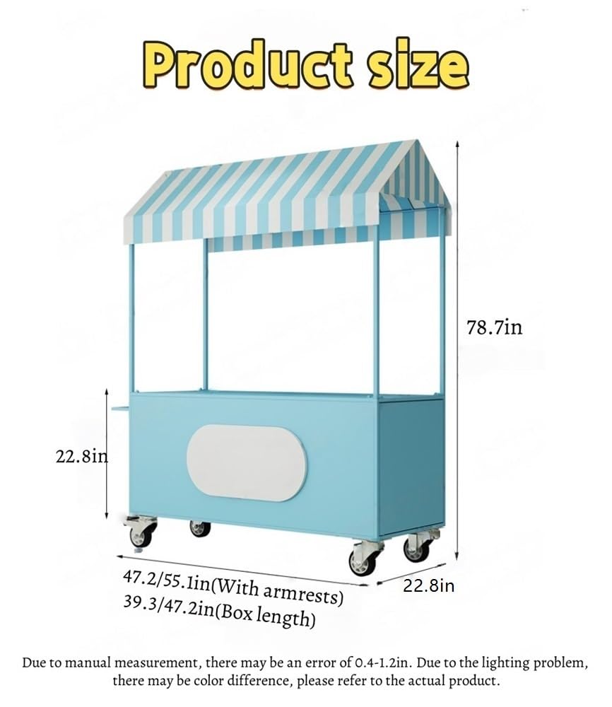Carrello pieghevole per alimenti da esterno – Chiosco portatile con tettoia per mercati e festival, carrello per esposizione commerciale, blu, 99,8 cm, ideale per eventi di street food