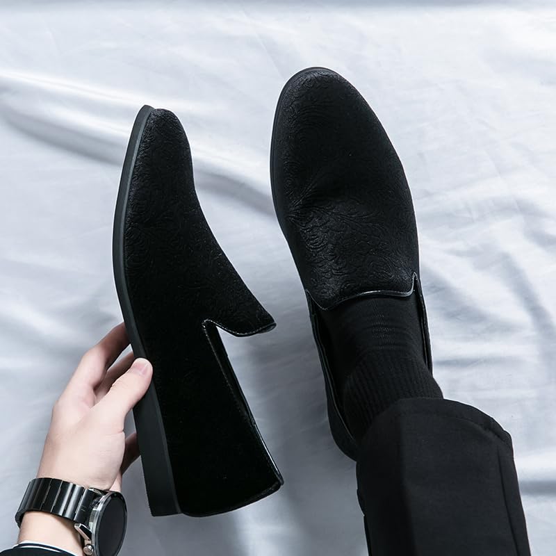 Men's Luxury Velvet Penny Loafers Shoes Suede Embossing Dress Loafers Daily Boats Shoes for Party Wedding Prom Size 6-124