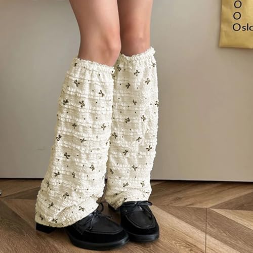Image of YELAIVP Kawaii Leg Warmers Y2K Knit Lace up Leg Warmers Cute Japanese Harajuku Lolita Leg Warmer for Women Girls