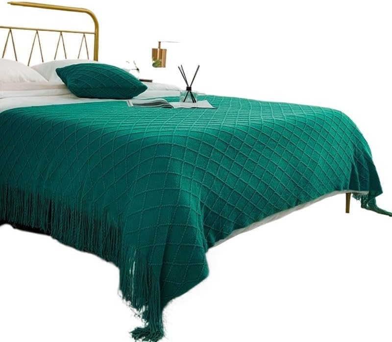 Bed Head Cover Retro Simple Bed end Towel Bed Flag Cover Hotel Apartment Decoration Diamond Tassel(Gray,130 * 170cm)