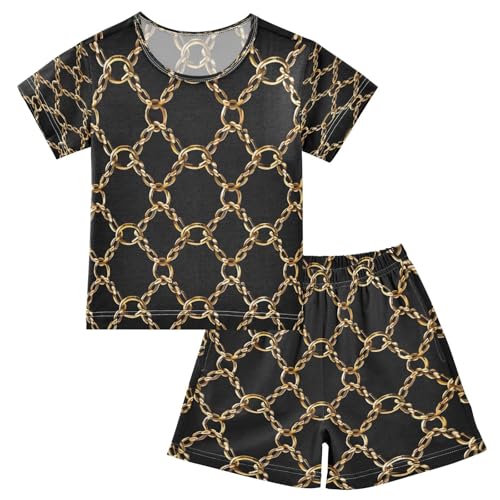 senya Short Sleeve Pajamas Sets Summer Cotton Sleepwear Golden Chains