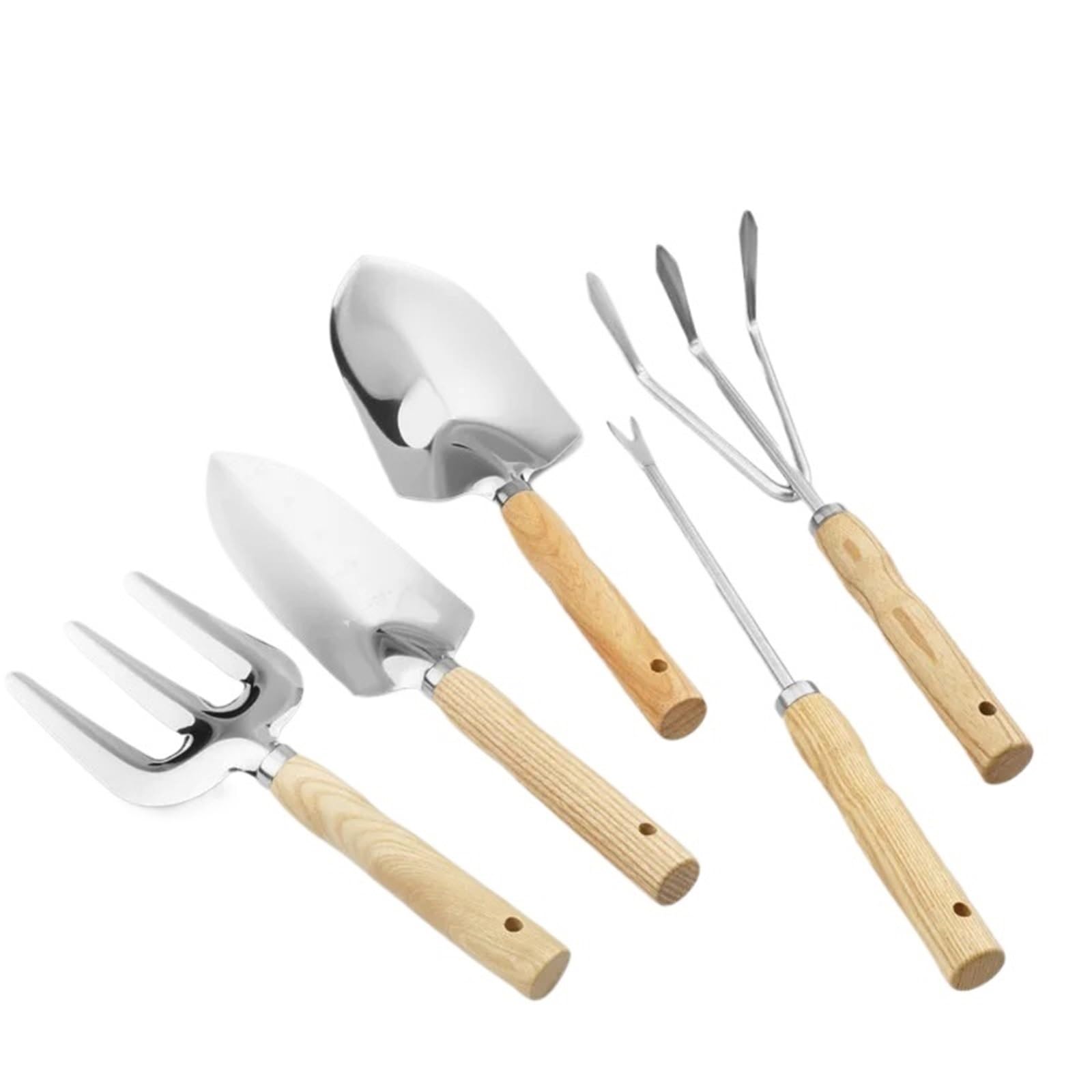 Handgabel Gartenwerkzeug-Set: Schaufel for Graben, Gartenkelle for Rasenmähen, Spaten aus Edelstahl mit Holzgriff for, Jäten und Pflanzen