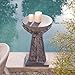COSIEST Outdoor Side Table, Two Hands-Shaped Base w Round Top Accent Table, Lightweight Plant Stand, Concrete Finish