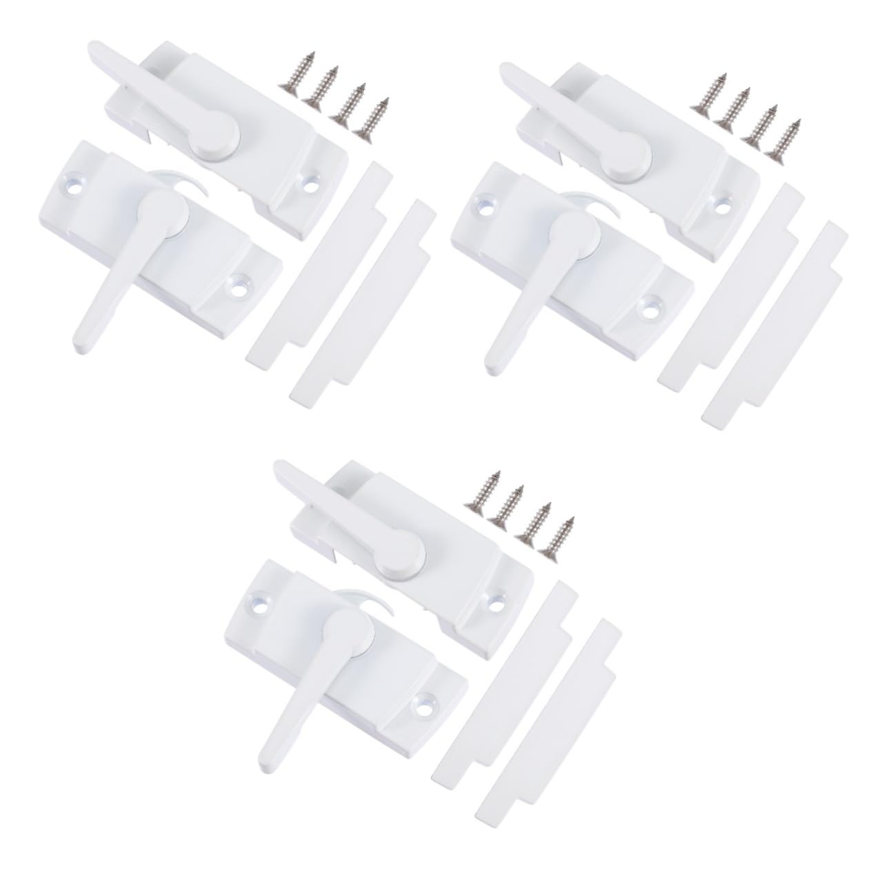 Serrure à croissant pour fenêtre coulissante en zinc blanc x6