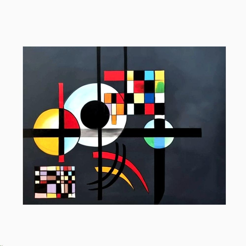 I Colori del Caribe Quadri Astratti Dipinti A Mano su Tela Geometrici Omaggio A Kandinsky Alta QUALITA' Made in Italy Nero Rosso - Gravitation