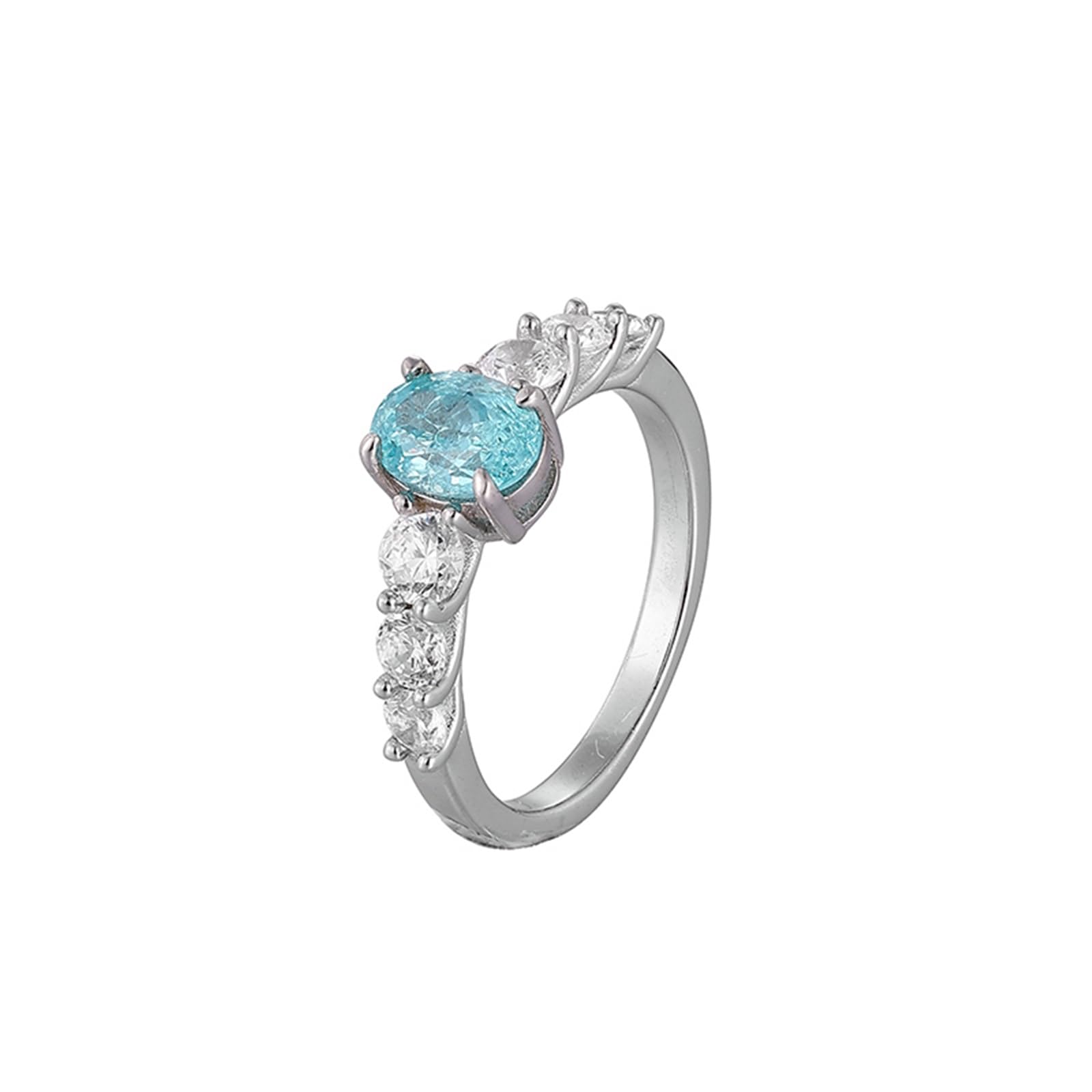 Ehering Weissgold 750 mit En Eleganter, ovaler Laborturmalin (1,2 ct) mit vier Krappen und rundem Moissanit, Eheringe Frauen Gold für Freundin Größe 47 (15.0)-65 (20.7)| 9K 14K 18K Weißgold