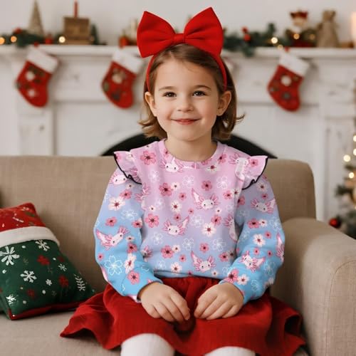 Little Girls Ruffle Long Sleeve Sweatshirts Toddler Loose Sweatshirt Pullover Tops for Daily, Home, Party2