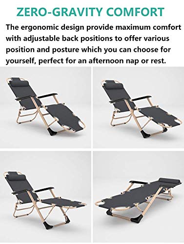 Chaise inclinable Patio Zero Gravity robuste : le fauteuil grand format d'une solidité 200 kg - 5