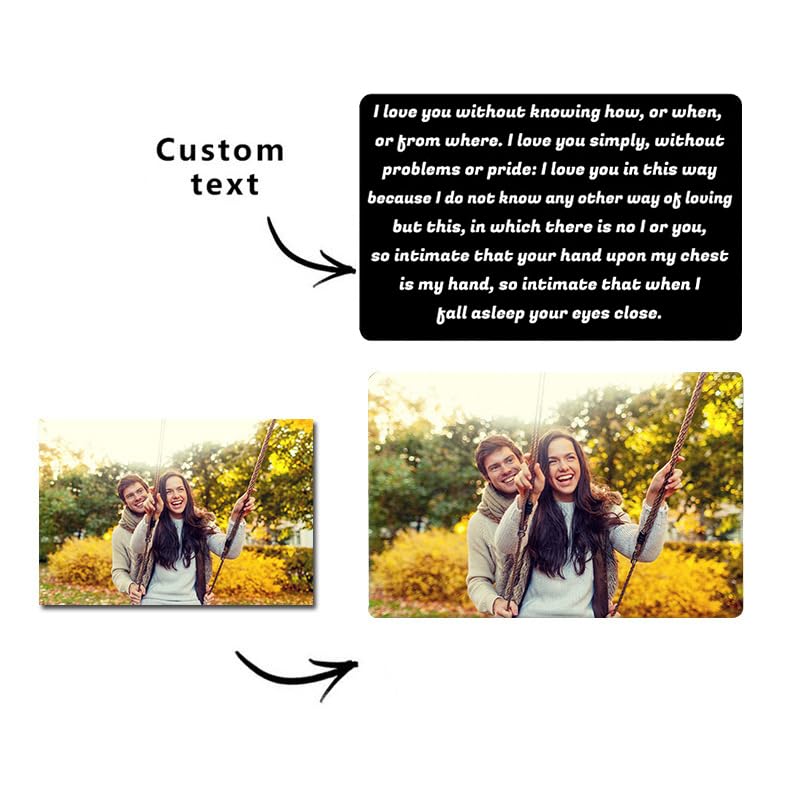 Personalized Picture/Text Wallet Metal Card, Custom Color Print Picture Double Side Wallet Insert Card for Love Note, Anniversary, Husband Wife, Family, Boyfriend,Girlfriend (Black) 6
