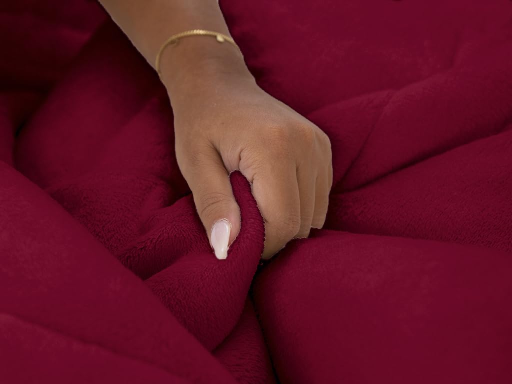 Viterbo Biancheria Piumone Trapunta In Morbido E Soffice Coral Cinigliata Double Face Con 2 Cuscini Made In Italy (Bordeaux/Rosso, Matrimoniale, (260x260CM))