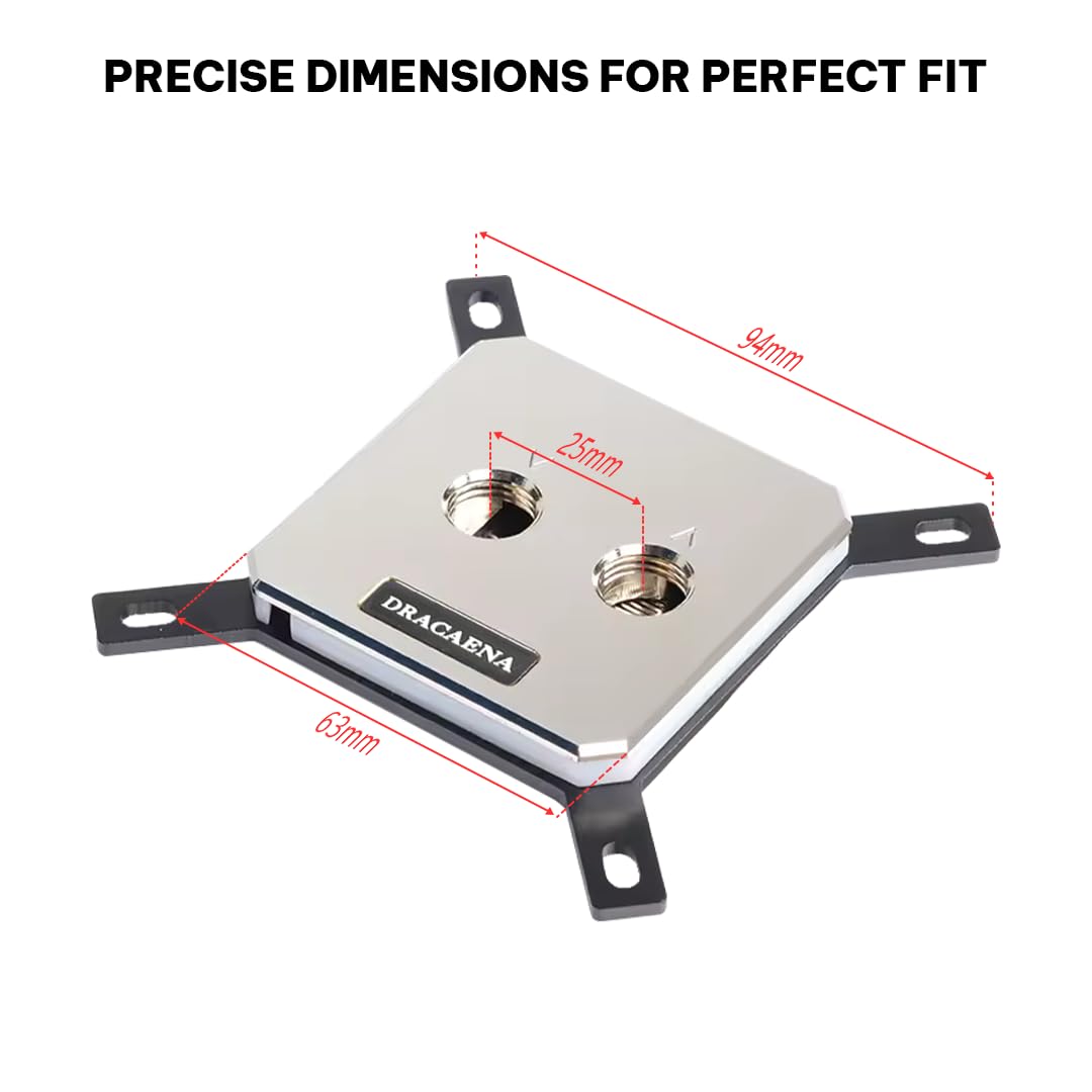 Dracaena.io CPU Water Block LGA1700/1200/115X, top in metallo, nero, 5V