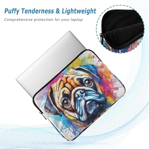 Funda para portátil 13-14 pulgadas con diseño pug acuarela miniatura 5