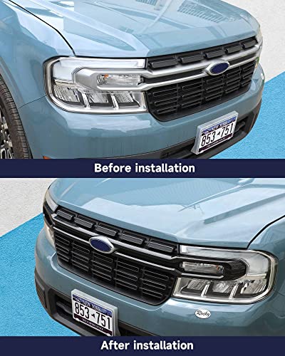 Image of TOYCIDFG Front Grille Trim Strips Compatible with Ford Maverick 2022 2023 Truck Grille Trim Strips Cover Frame Car Decorations Stickers (Carbon Fiber Pattern)