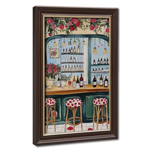 Toile bar à vin français décoration bistrot élégante pour cuisine et chambre