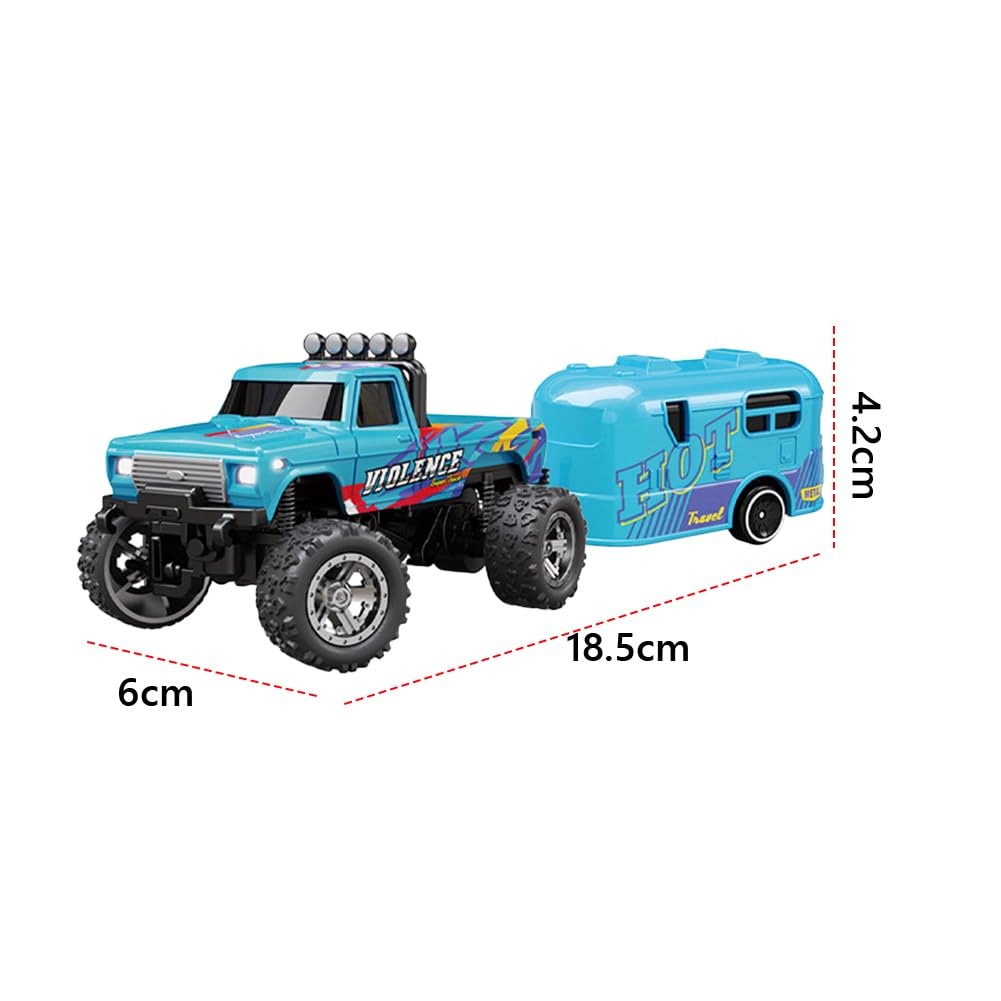Mini RC Truck, Truck, Truck télécommandé 2,4 G, échelle 1:64 Truck, Voiture télécommandée avec lumières, Mini Camion Jouets pour Enfants