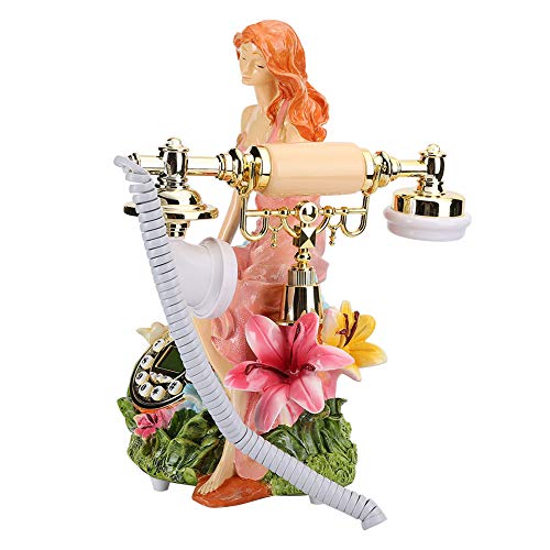 BONKZEBU Teléfono de Hotel Europeo Vintage Decoración de Belleza Estantería de Escritorio Manos Libres para Dormitorio, Teléfono de Resina Epoxi para Identificación de Llamadas FSK/DTMF para Oficina