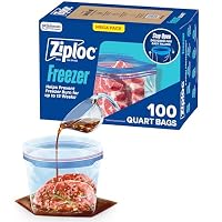 Ziploc Freezer Bags with New Grip 'n Seal Technology, Quart, 100 Count