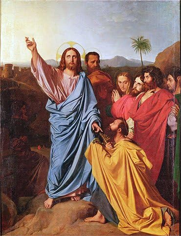 Ingres (Jesus Returning the Keys to St. Peter, 1820) Canvas Art Print Reproduction (25.6x19.7 in) (65x50 cm)