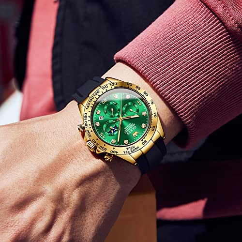 Image of OLEVS Men's Watches Chronograph Multifunction Sport Silicone Luxury Diamond Moon Phase Quartz Male Watch Waterproof Wrist Watch