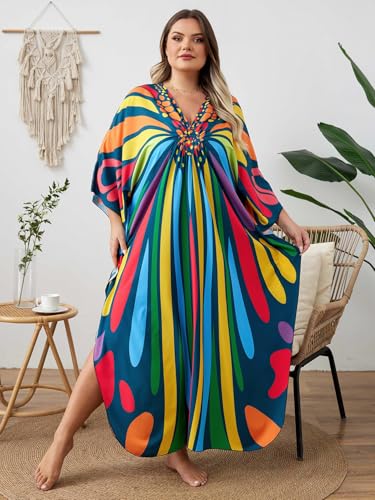 Image of Kaftan Dress for Women - Plus Size Caftan Maxi Beach Dress Moo Moos Loungewear, Swimsuit Cover Up for Beach, Pool or Vacation