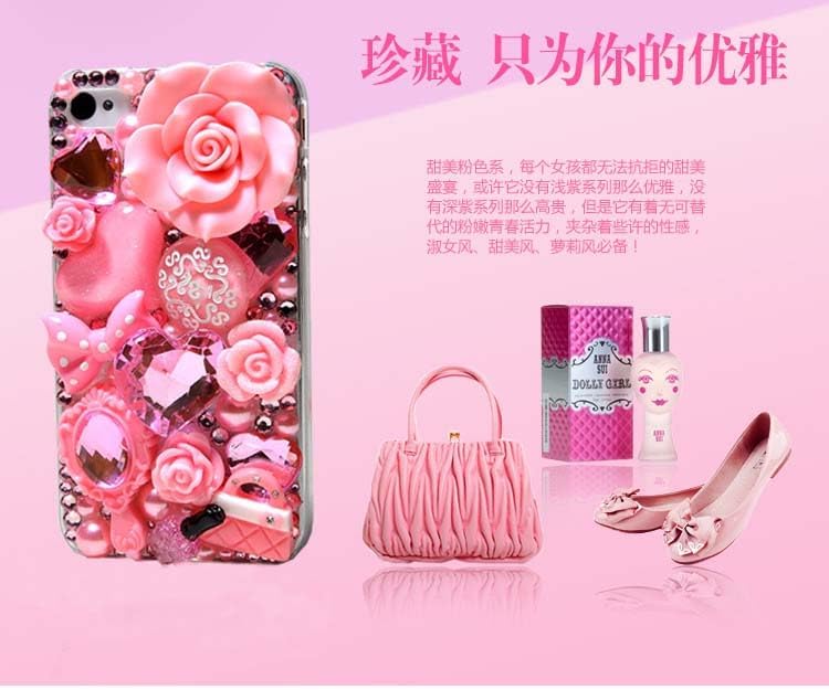 BeadingStation® 3D DIY Bling Bling Cell Phone Case Resin Flatback Kawaii Cabochons Decoration Kit/Set, Good Enough Universal case Decoration. Glue on ONLY~ Pink Kit image 4