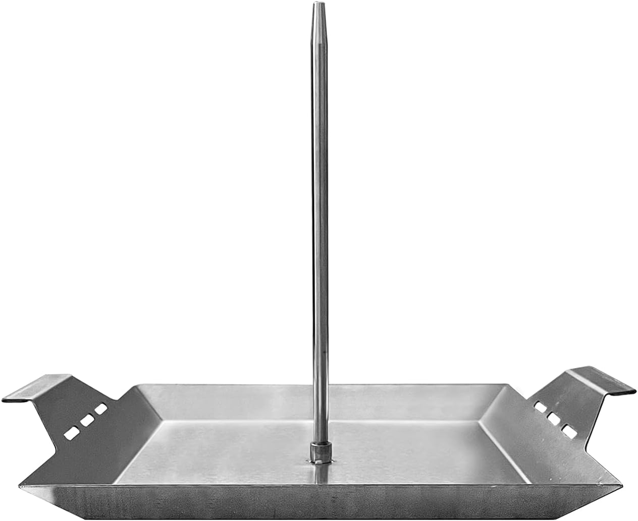 Stainless Steel Vertical Skewer for Tacos Al Pastor, Shawarma, Kebabs- BBQ Grilling Accessory w/ 2 removable spikes (8.5” and 12”)- Use on Charcoal Grills or Stove- Handles, No Drip Plate