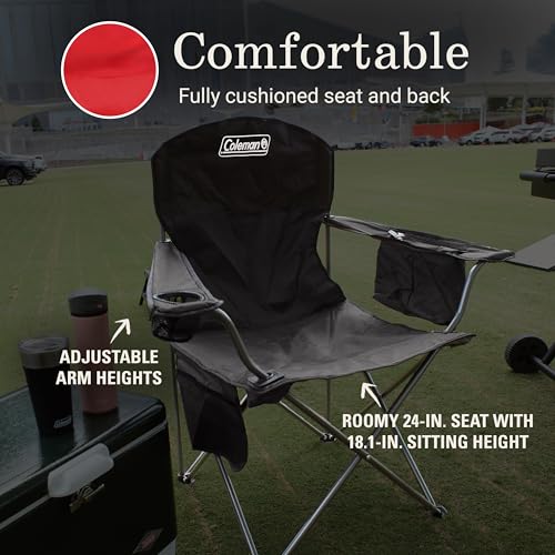 Coleman Portable Camping Chair with 4-Can Cooler, Cushioned Seat & Back with Side Pockets & Cup Holder, Carry Bag Included, Great for Camping, Tailgating, Firepits, Patio, & More - image 7