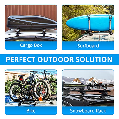 Car Roof Rack Cross Bars, Universal Fit Adjustable From 20" To 54" With Grooved Side Rails, Aluminum Cross Bar Replacement For Rooftop Cargo Carrier Bag Kayak Bike Snowboard #TOP6