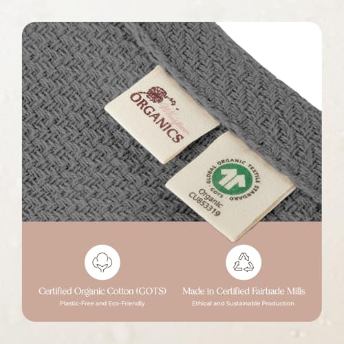 Image of 100% Organic Cotton Blanket - GOTS & Fairtrade Certified Organic Cotton Throw Blanket for Bed with a Heavy & Breathable Single Knit Weave - Great as Bedspread or Coverlet (Gray, Full /Queen)