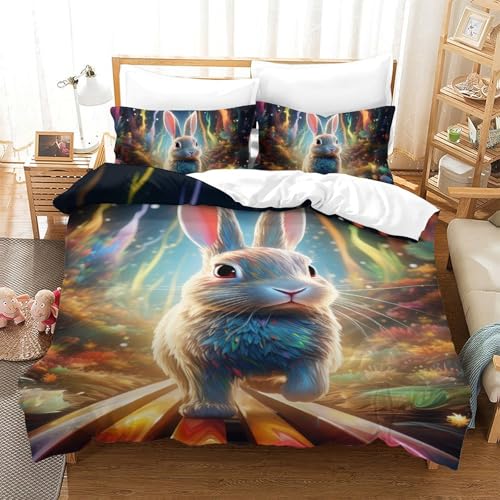 Housse de couette lapin impression 3D haute qualité en tissu premium - 2