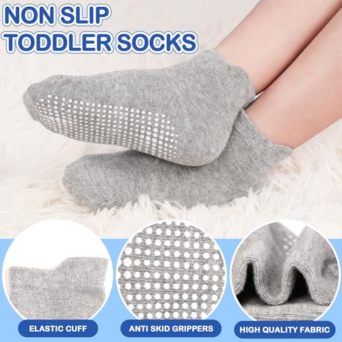 Image of Toddler Socks SkiBeaut 12 Pairs Non Slip Skid Ankle Socks For Kids Boys Grips Cotton Crew Socks For 1-10 Years