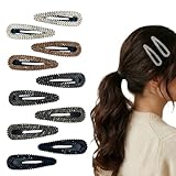 10 Pieces Rhinestone Hair Clips for Women Girls, 2.8 Inch Big Sparkly Snap Hair Barrettes, Non Slip Glitter Hair Pins Accessories, Wedding Party Daily Use