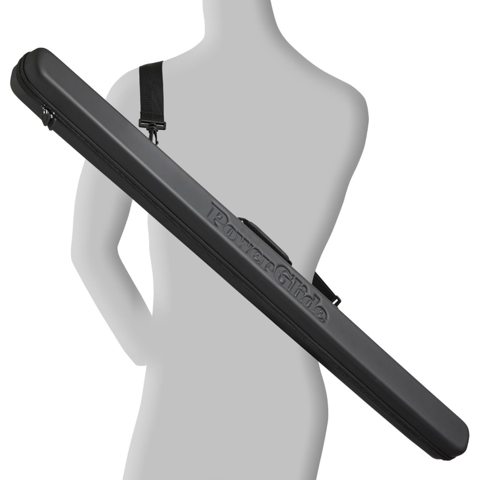 POWERGLIDE Snooker Pool Billiard Cue Case Svartur EVA Handle Shoulder Strap Protective Foam Interior 2-Piece