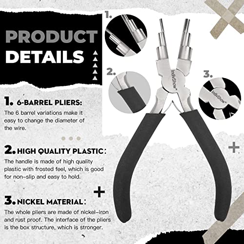 The Indivshow 6 In 1 Wire Bending Bail Making Pliers Comfort Grip Handle With Jewelry Copper Wire Bending Tool For Jewelry Making 3-10Mm Wire Looping And Jump Ring #TOP4