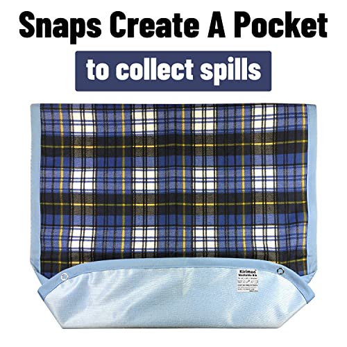 Kirimon Adult Bibs For Eating (3 Pack) - 30" X 19.5" Large Extra Long, Reusable Washable Dining Clothing Protectors With Optional Crumb Catcher - Adjustable Buckle Apron For Seniors, Elderly Or Disabled #TOP5