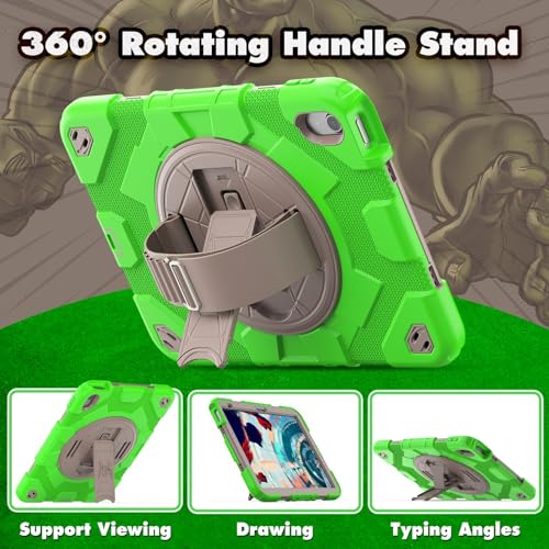 Coque pour iPad 10e génération résistante aux chocs avec support rotatif et sangle
