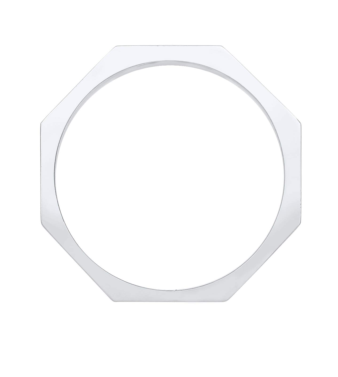 Kuzzoi Anello da uomo in argento sterling 925, ampio anello in argento sterling (9 mm) con design esagonale, anello alla moda da uomo, lucido, misura anello 60-66, 0609972220